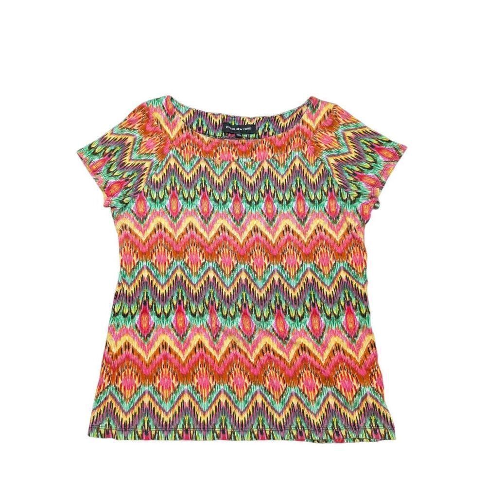 Jones New York Sport Top Pink Yellow Green Colorful Women's Size Medium